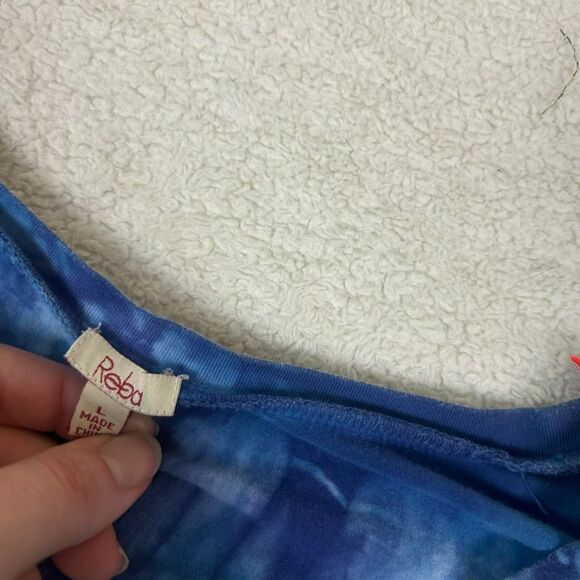 Reba Tie Dye Blue Long Sleeve Rhinestone Cross Tee - Picture 2 of 2